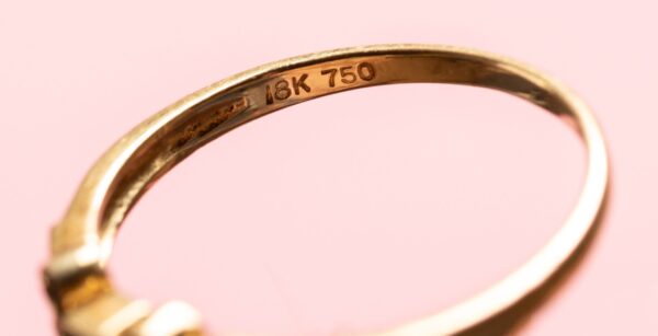 18K 750 jewelry stamp indicating 18 karat gold
